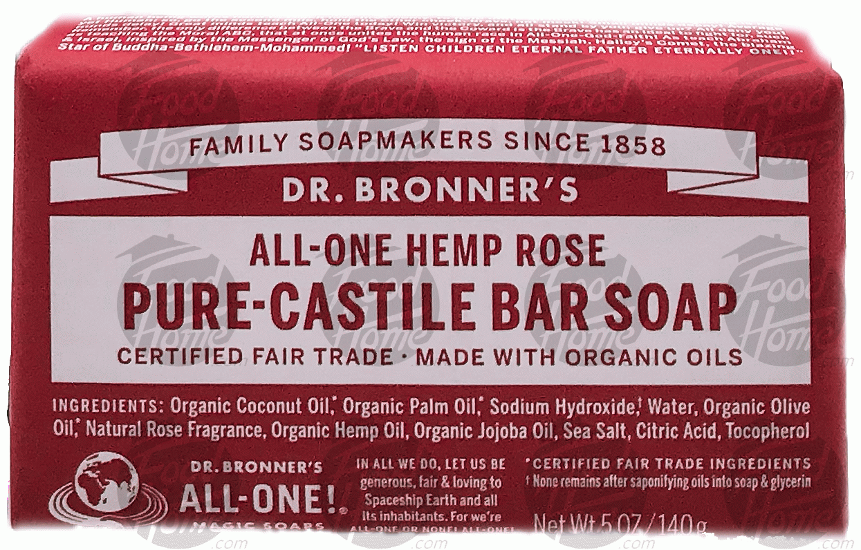 Dr. Bronner's Magic  pure-castile bar soap, all-one hemp rose Full-Size Picture